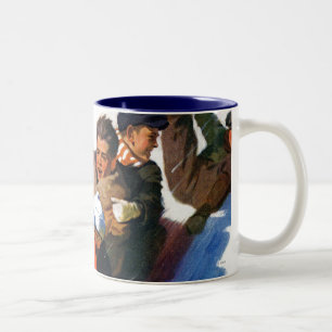 Schlittenfahren Zweifarbige Tasse