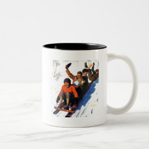 Schlittenfahren Zweifarbige Tasse