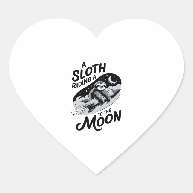 Schlittenfahrt mit einer Rakete zum Mond Herz-Aufkleber (Vorderseite)