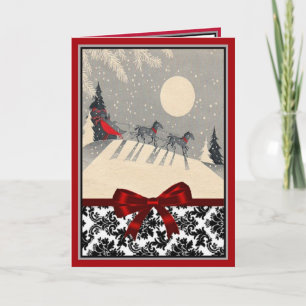 Schlittenfahrt unter dem Mond-Weihnachtskarte Feiertagskarte