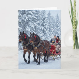 Schlittenfahrten und Schneefall - Weihnachtskarte Karte