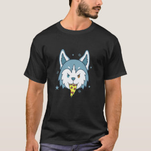 Schlittenhund Husky mit Pizza-Zunge Schnee T-Shirt