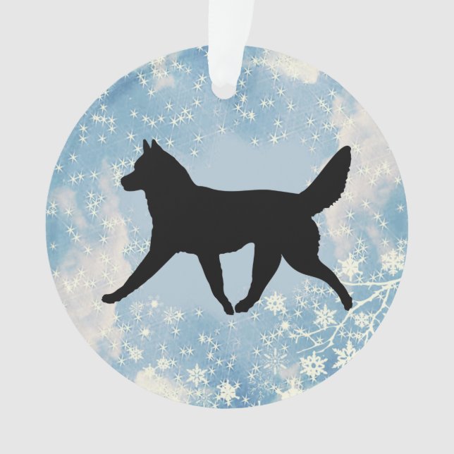 Schlittenhunde-Silhouette Ornament (Vorderseite)