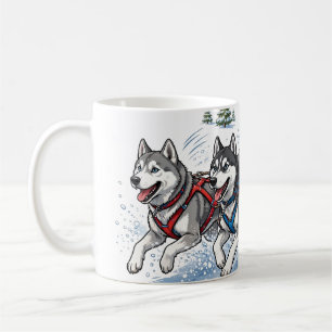 Schlittenhunderundenteam Winterrennen Kaffeetasse