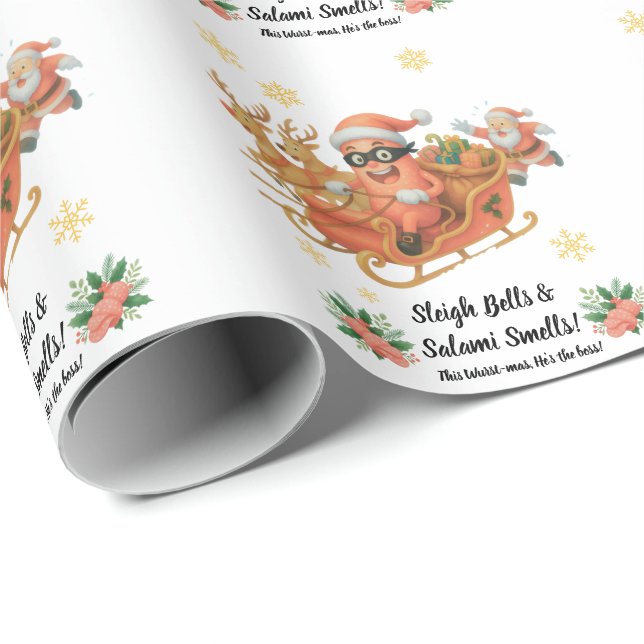 Schlittenklingeln und Salami-Gerüche! Geschenkpapier (Rolleneckpunkt)