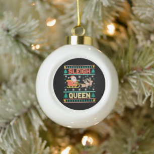 Schlittenkönigin LGBTQ Regenbogen-Rentiere Weihnac Keramik Kugel-Ornament