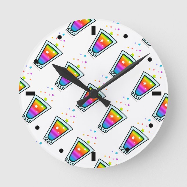 SCHLOCKEN - SCHUHGLAS AUS RAINBOW RUNDE WANDUHR (Vorderseite)
