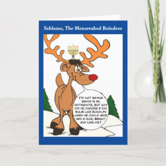 Schlomo Die Menorahed Rentier Hanukkah Card Feiertagskarte