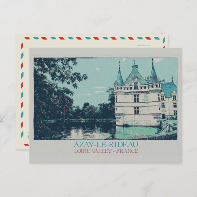 Schloss Azay-le-Rideau im Loire-Tal, Frankreich Postkarte (Vorne/Hinten)