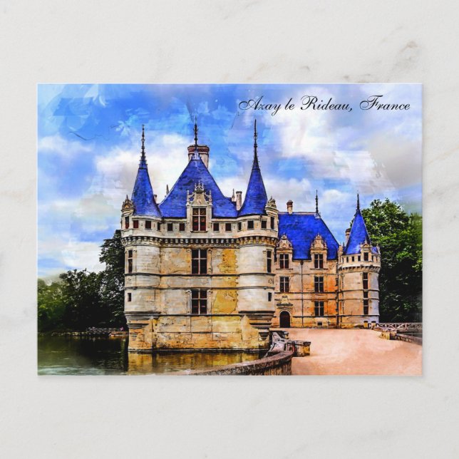 Schloss Azay le Rideau, Loire Valley, Frankreich. Postkarte (Vorderseite)