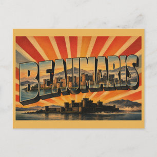 Schloss Beaumaris Wales Vintage Reise Kunst Postkarte
