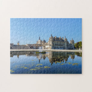 Schloss Chantilly mit Spiegelung in einem Teich Puzzle