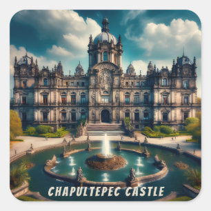 Schloss Chapultepec Mexiko Vintage Reise Quadratischer Aufkleber