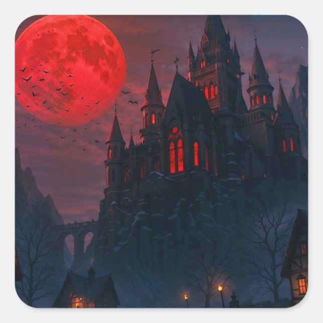 Schloss des Vampirbluts Quadratischer Aufkleber (Vorderseite)