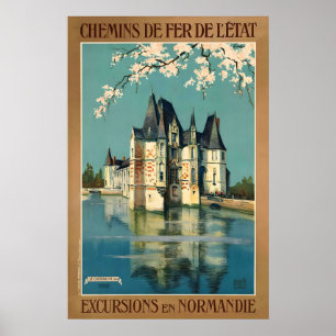 Schloss d'Ô Orne Normandie Frankreich Vintage Reis Poster