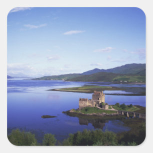Schloss Eilean Donan, Dornie, Highlands, Quadratischer Aufkleber