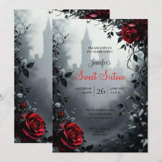 Schloss Floral Gothic Sweet 16 Einladung