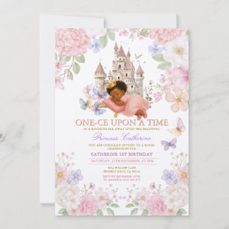 Schloss Florale Pastell Prinzessin 1. Geburtstag Einladung