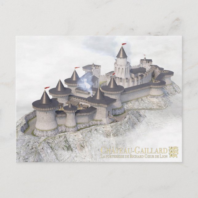 Schloss Gaillard, auf dem Meer des Winternebels, Postkarte (Vorderseite)
