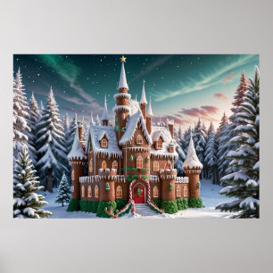 Schloss Gingerbread aus dem Weihnachtswald Poster