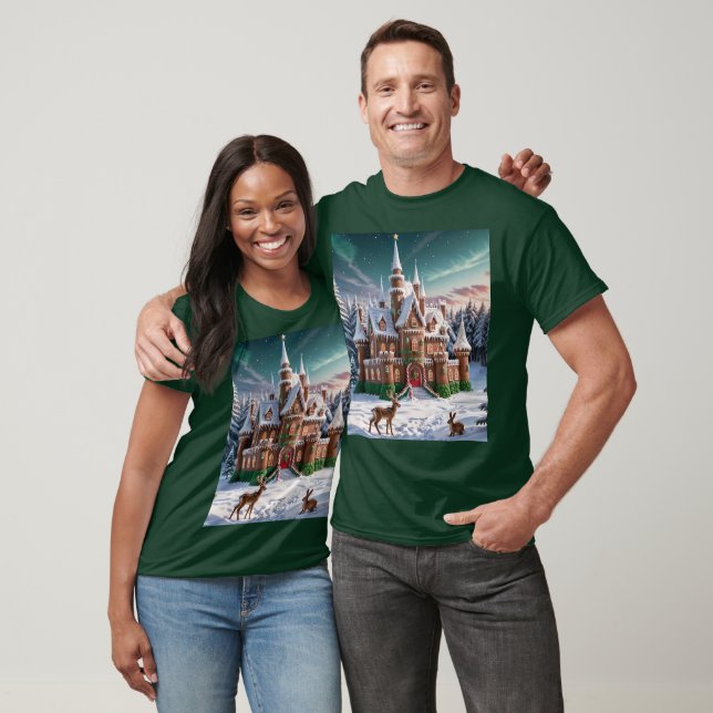 Schloss Gingerbread aus dem Weihnachtswald T-Shirt (Unisex)
