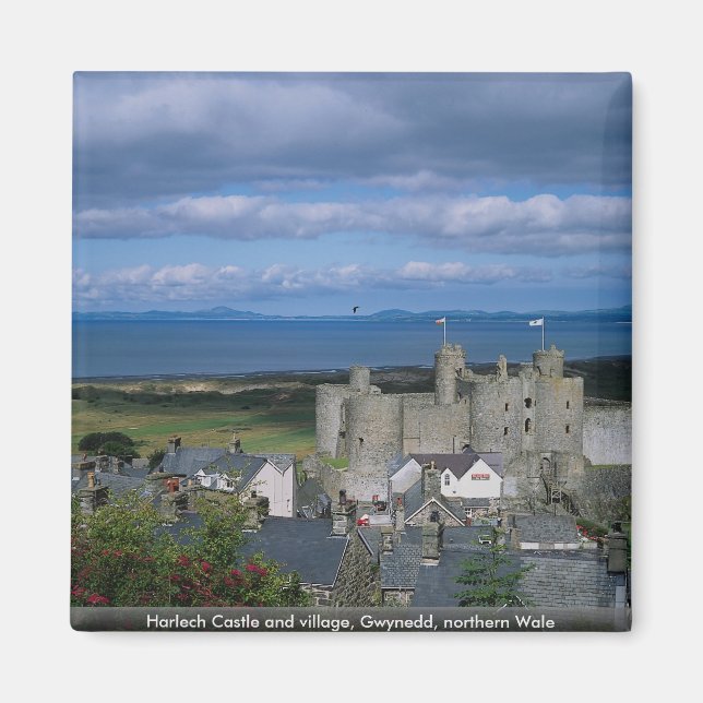 Schloss Harlech und Dorf, Gwynedd, Nord-Wale Magnet (Vorne)