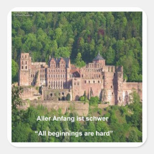 Schloss Heidelberg im Deutschen & Deutschen Sprich Quadratischer Aufkleber