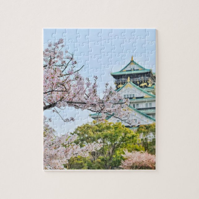 Schloss Himeji mit Kirschblüten Puzzle (Vertikal)