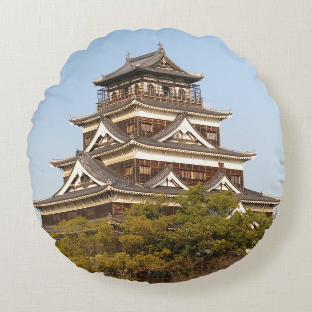 Schloss Hiroshima 広 島 城, Hiroshima, Japan Rundes Kissen (Vorderseite)