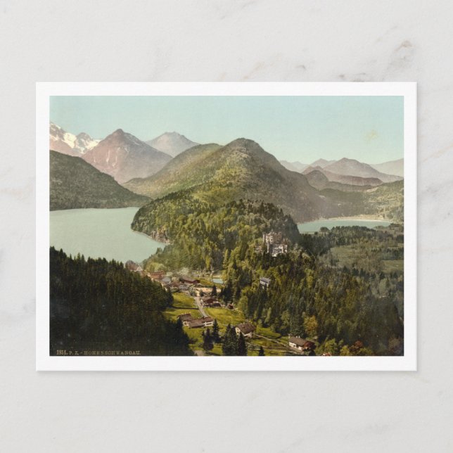 Schloss Hohenschwangau und Alpen, Bayern, Deutschl Postkarte (Vorderseite)