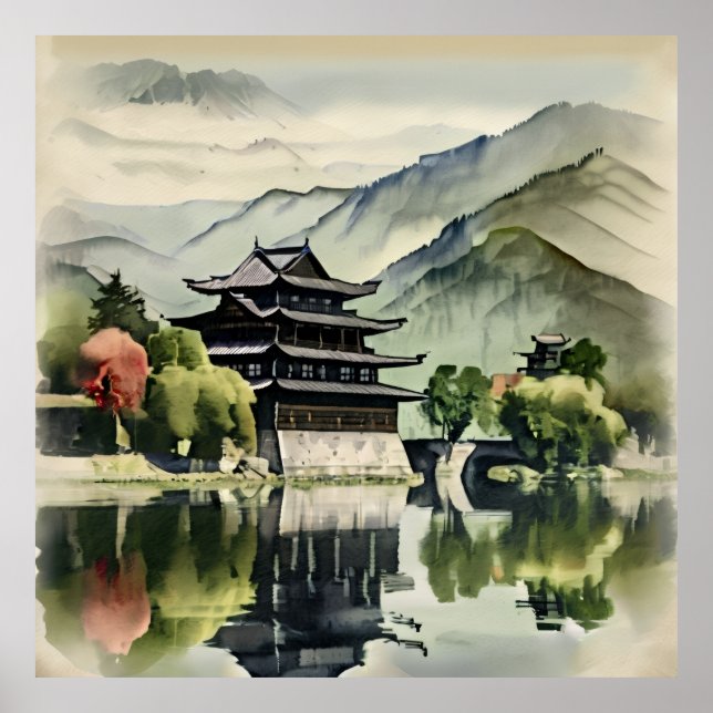 Schloss in den Bergen Poster (Vorne)