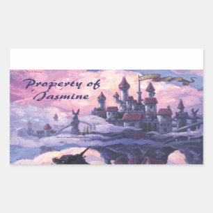 Schloss in den Clouds-Eigenschaftenklebern Rechteckiger Aufkleber