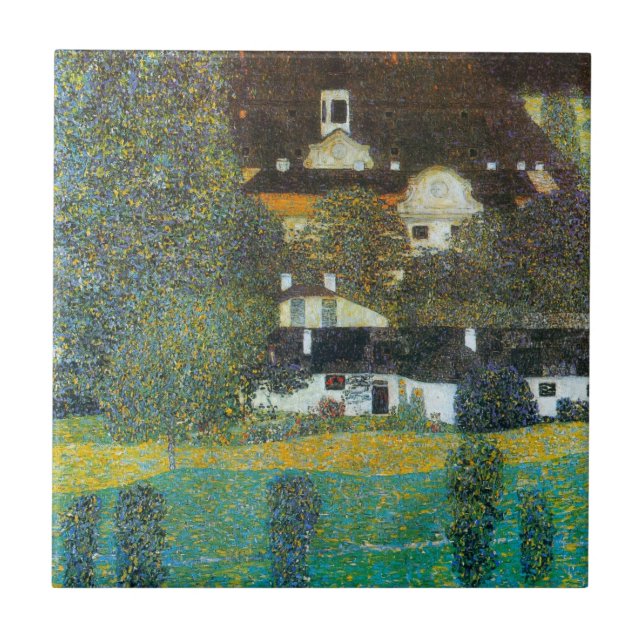 Schloss Kammer am Attersee II von Gustav Klimt Fliese (Vorderseite)