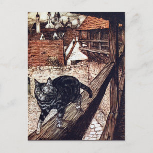 Schloss Katze Rackham Illustration Postkarte