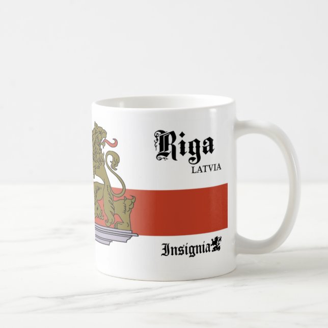 Schloss mit Löwe-Tor von Riga Lettland Kaffeetasse (Rechts)