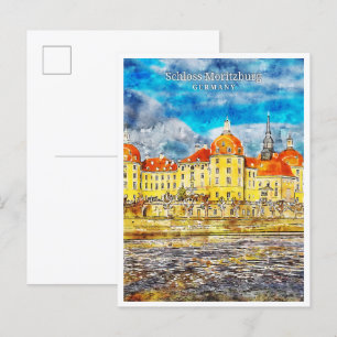 Schloss Moritzburg Deutschland Reise Aquarell Postkarte