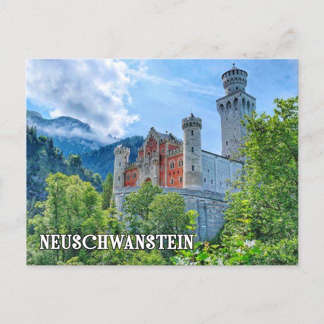 Schloss Neuschwanstein, atemberaubend, Deutschland Postkarte (Vorderseite)