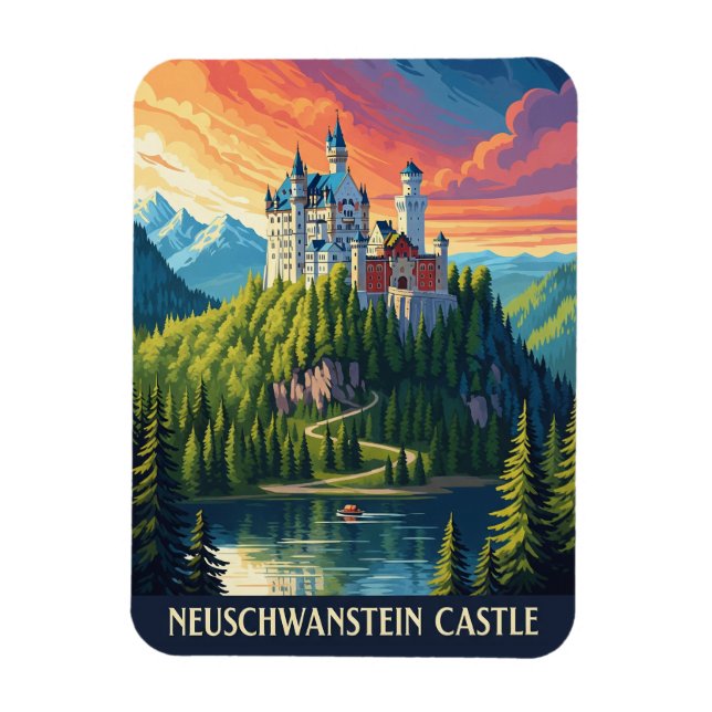 Schloss Neuschwanstein Deutschland Reisen Magnet (Vertikal)