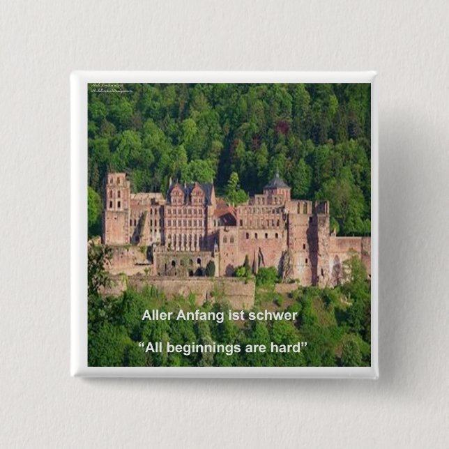 Schloss Neuschwanstein Frankfurt & deutsches Zitat Button (Vorderseite)