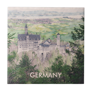 Schloss Neuschwanstein im Retro-Stil in Deutschlan Fliese