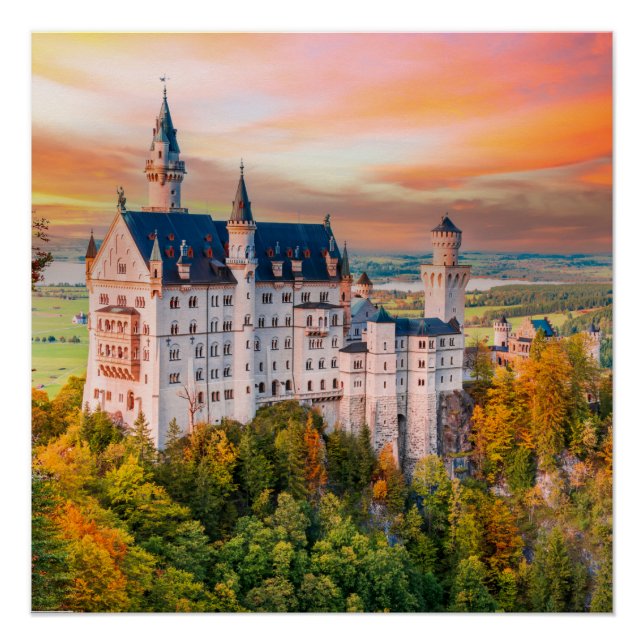 Schloss Neuschwanstein in Bayern Poster (Vorderseite)