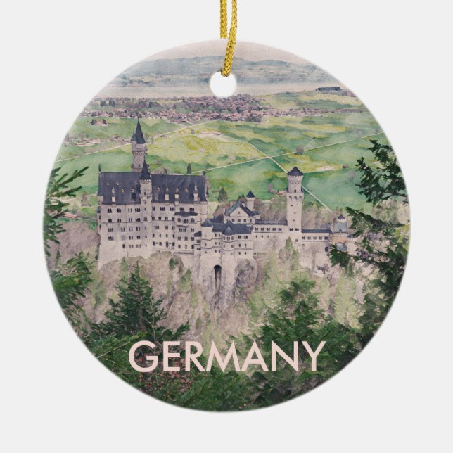 Schloss Neuschwanstein in Deutschland Keramik Ornament (Vorne)
