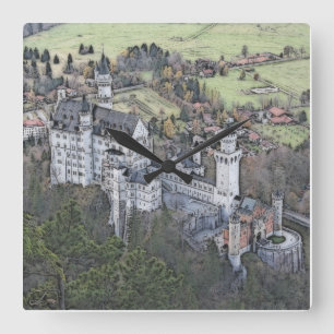 Schloss Neuschwanstein in Deutschland Quadratische Wanduhr