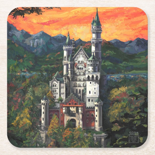 Schloss Neuschwanstein Rechteckiger Pappuntersetzer (Vorderseite)