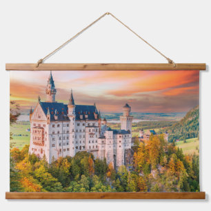 Schloss Neuschwanstein Wandteppich Mit Holzrahmen