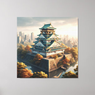 Schloss Osaka Japan Landschaft Vintage Reise Leinwanddruck