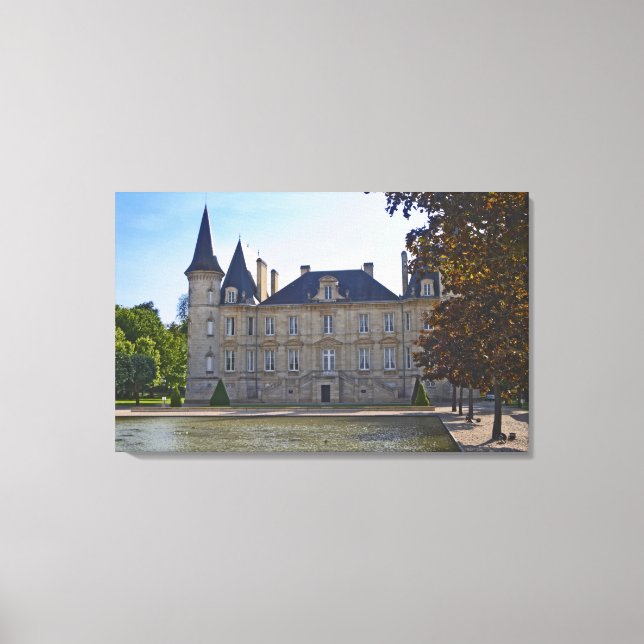 Schloss Pichon Longueville Baron und Teich Leinwanddruck (Vorderseite)