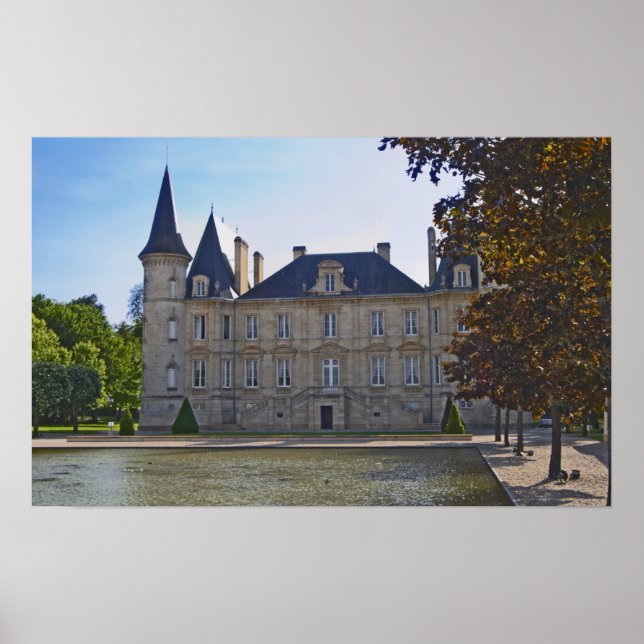 Schloss Pichon Longueville Baron und Teich Poster (Vorne)