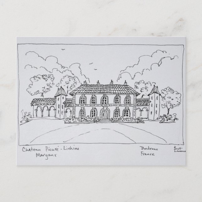 Schloss Prieure-Lichine, Margaux, Bordeaux Postkarte (Vorderseite)