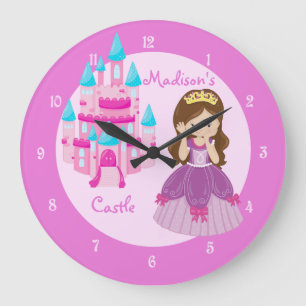 Schloss Princess Custom Pink Clock Große Wanduhr